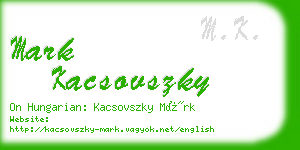 mark kacsovszky business card